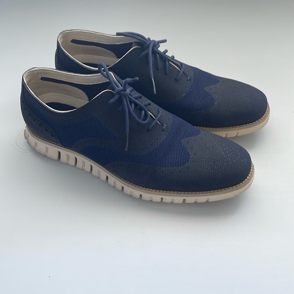 Cole Haan ZeroGrand Stitchlite Sneaker Marine Blue Wingtip Oxford Shoe Size 10.5